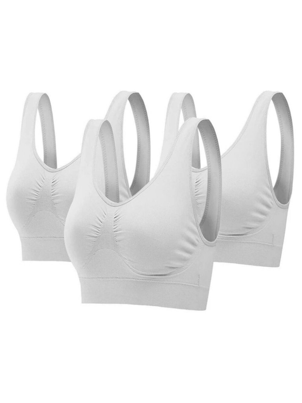 3Pack Sport Bras Seamless Wire Free Weight Support Tank Sports Yoga Sleep Bra